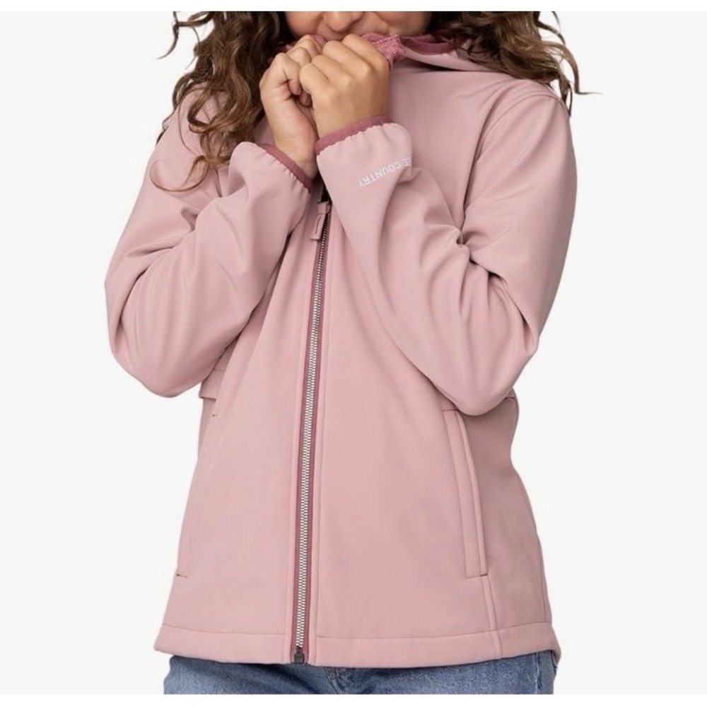 Free Country Girls Pink Softshell Hooded Fleece Lined Jacket sz XL/16